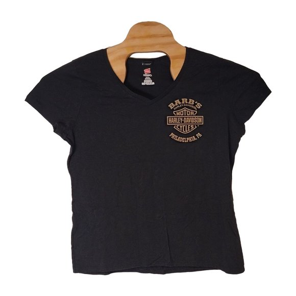 Harley Davidson Women's T-Shirt Black Philadelphia PA‎ Size Large on Hanes Tag - Picture 2 of 7